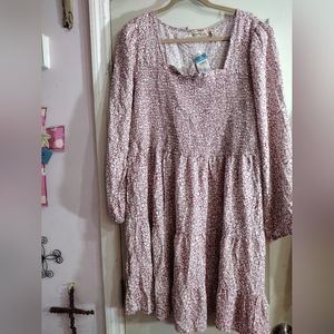 Liberty Love Babydoll Elastic Waist Pink whiteAnimal Print Dress Size 3X Plus